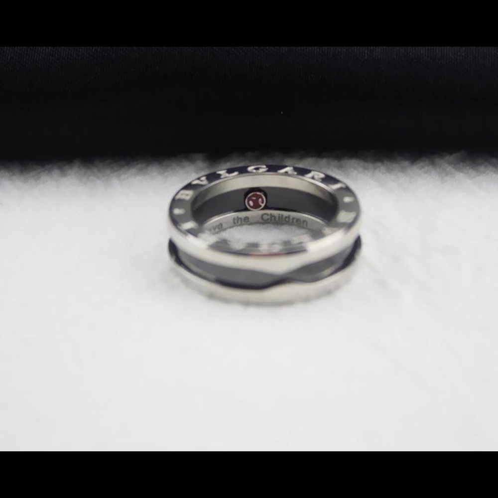 BVLGARI 925 Sterling silver logo ring size 8